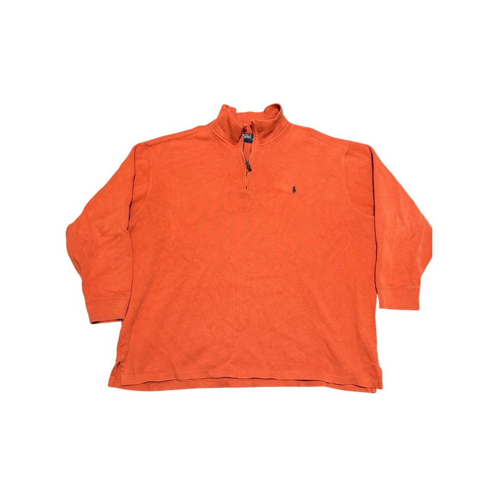 Polo Ralph Lauren Mens 3XB Big Orange Quarter Zip Pullover Sweatshirt Pony Logo